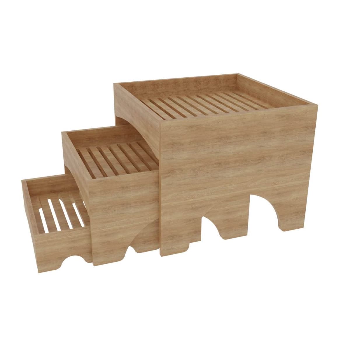 Fresh Fruit Stand Three Pieces Oak