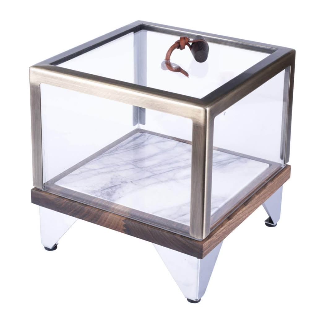 Square Amenity Box Copper Leg Walnut