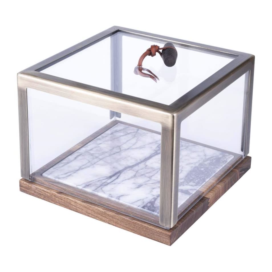 Square Amenity Box Walnut Copper Detail