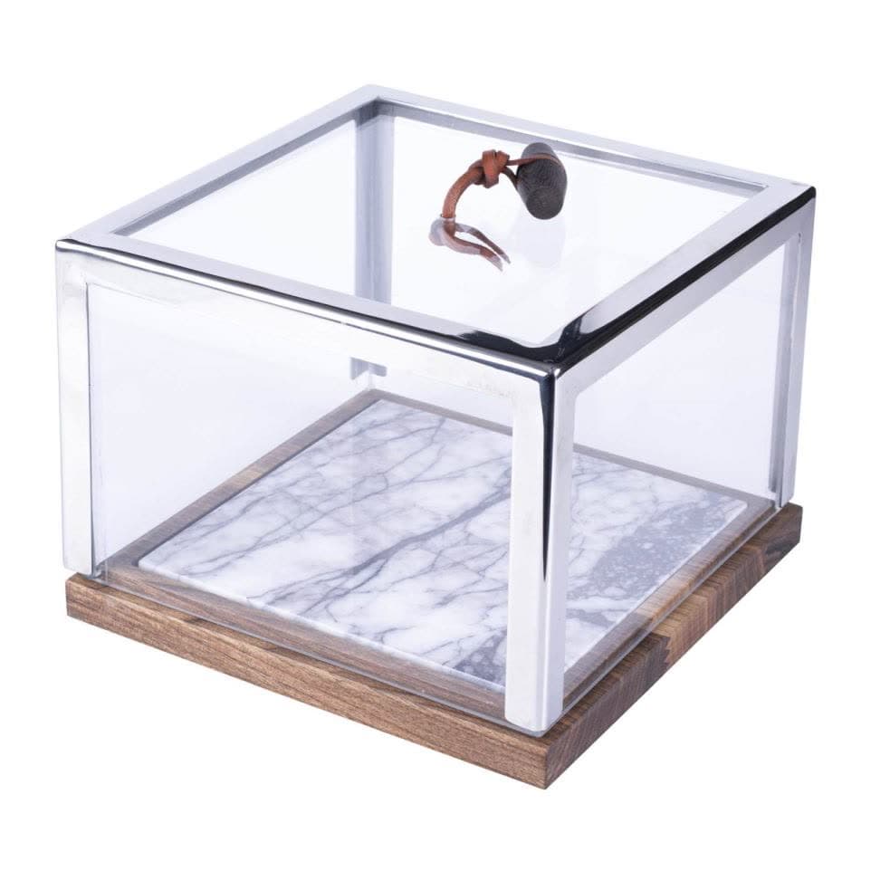 Square Amenity Box With Walnut Stainless Detail