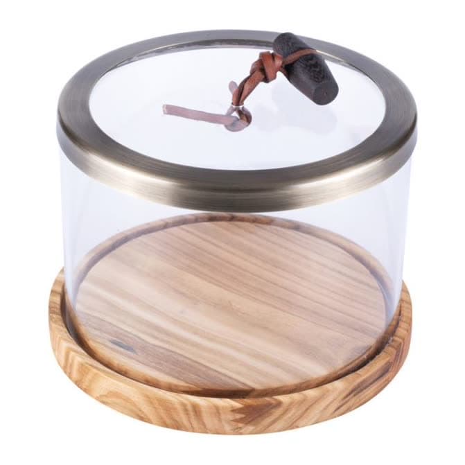 Round Amenity Box Copper Detail Cherry