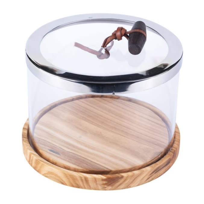 Round Amenity Box Stainless Detail Cherry