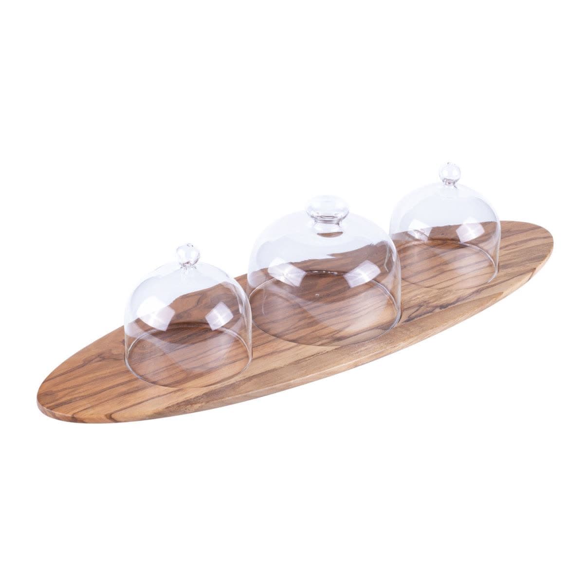 Ellipse Olive Three Part With Glass Fanus