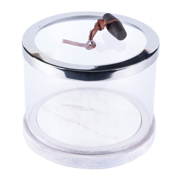 Round Amenity Box Stainless Detail White Oak With Marble
