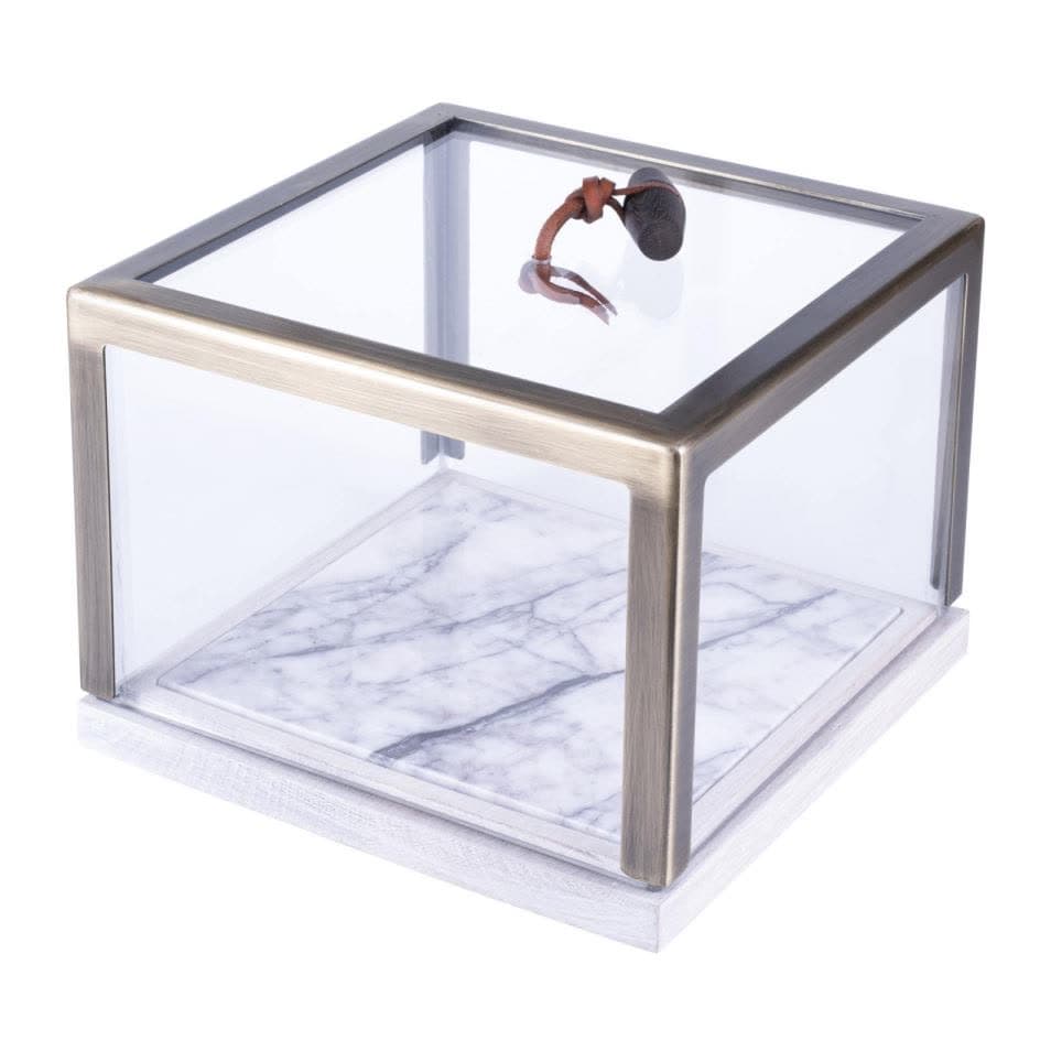 Square Amenity Box Copper Detail White Oak