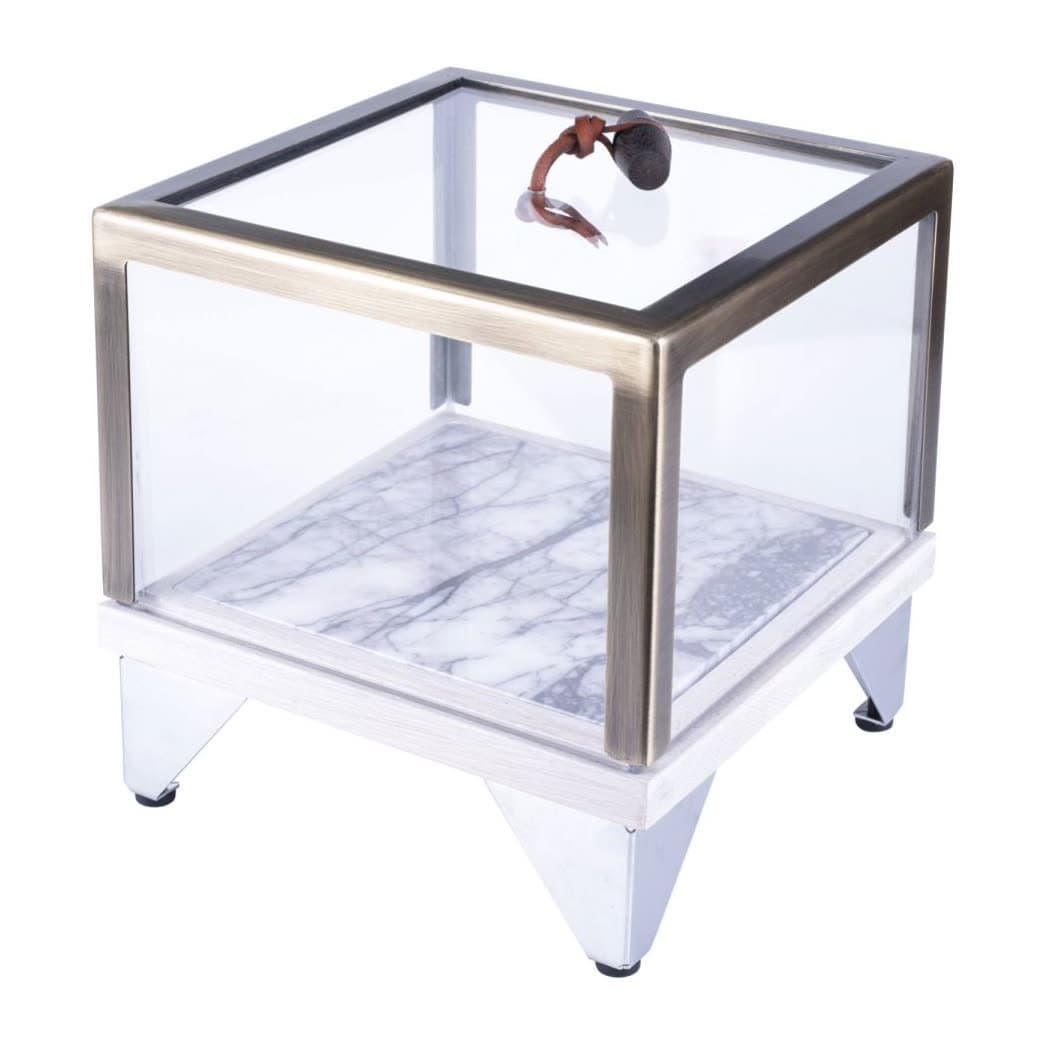 Square Amenity Box With Leg Copper Detail White Oak