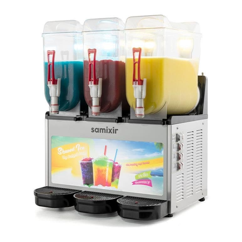 Samixir Allure Triple Ice Slush Granita ve Soğuk Meyve Suyu Dispenseri, 12+12+12 Lt